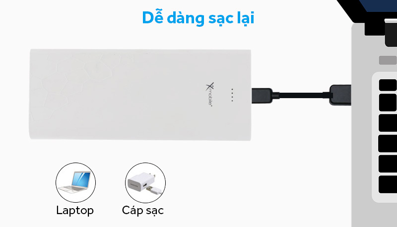 Xmobile Gram 6S với 2 cổng sạc nhanh và sạc thường cho nhiều thiết bị khác nhau